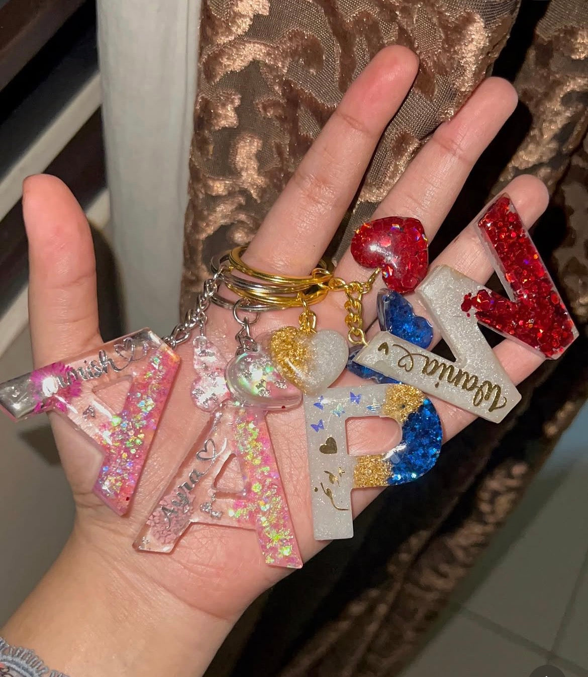 Stardust Initial Keychain