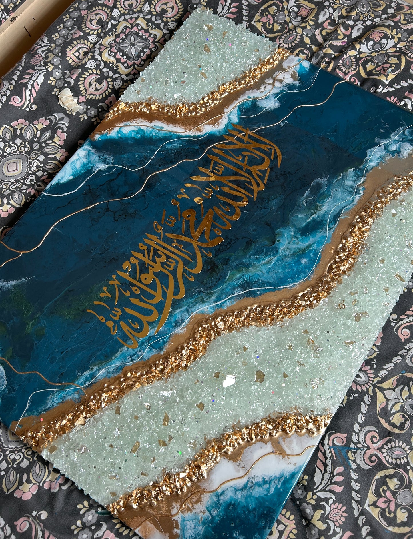 Royal Azure Shahadah Resin Wall Art – 30 × 22 Inches