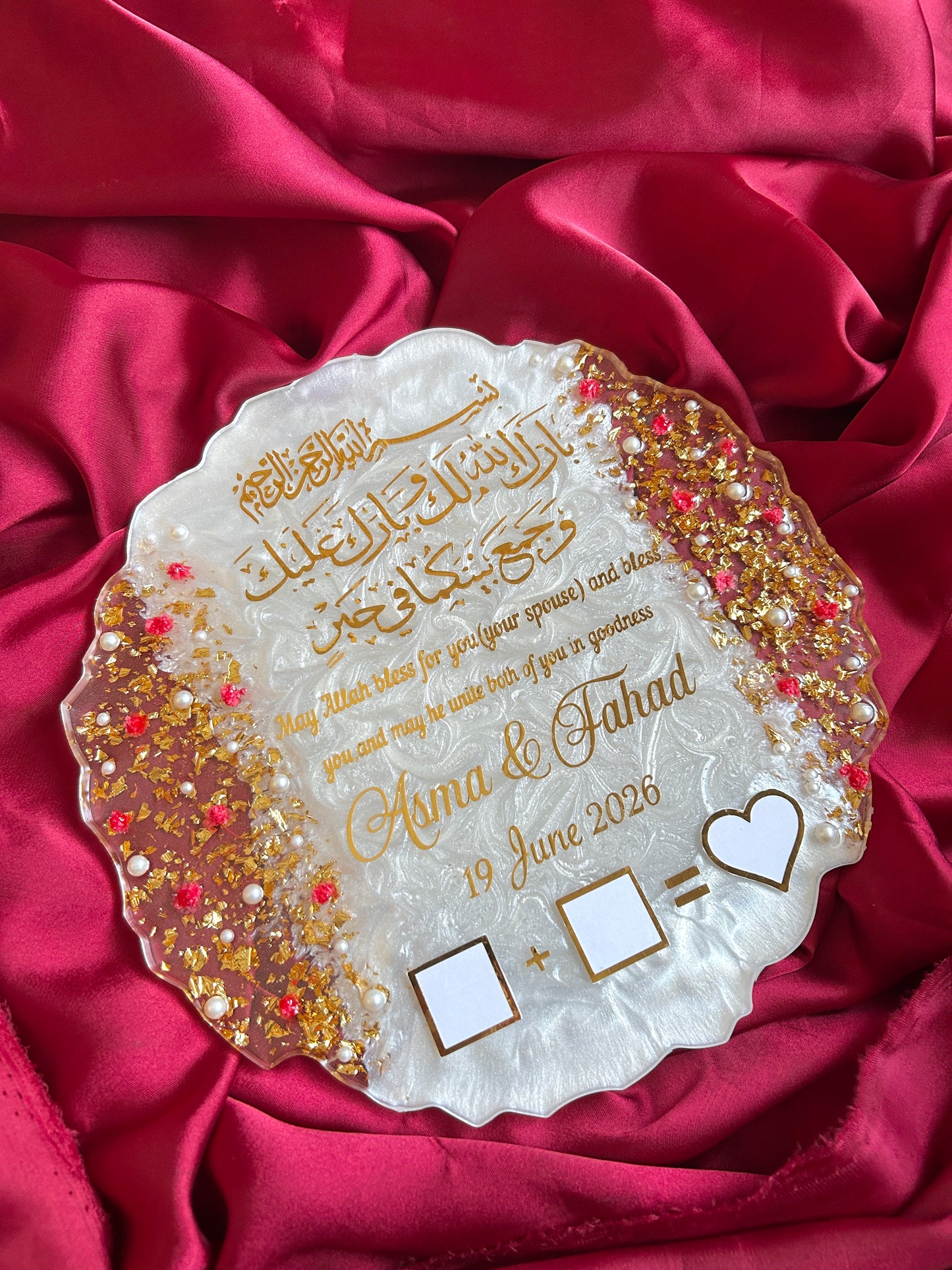 White Elegance Gold Foil Nikkah Tray