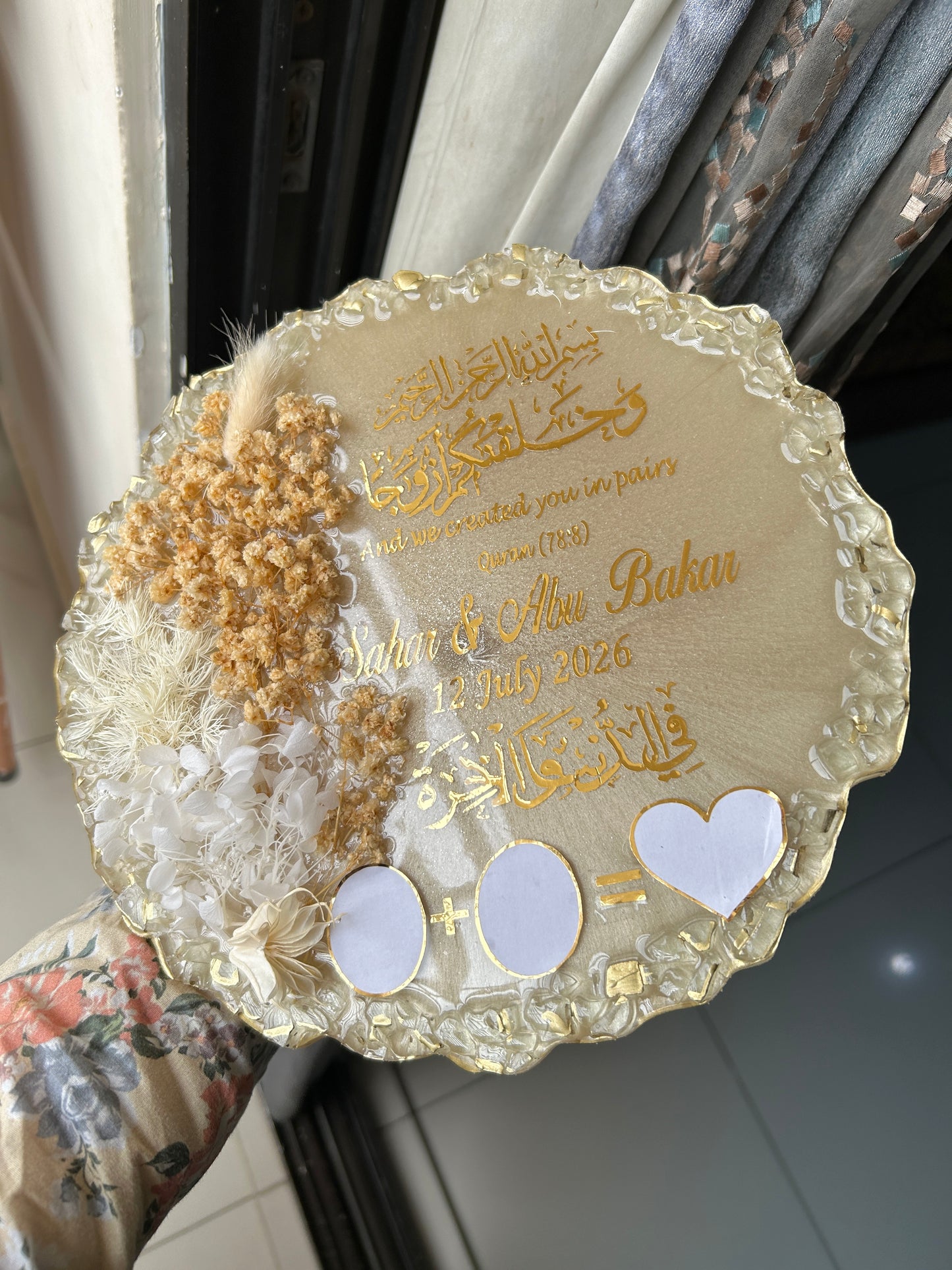 Golden Bloom Personalised Resin Nikkah Tray