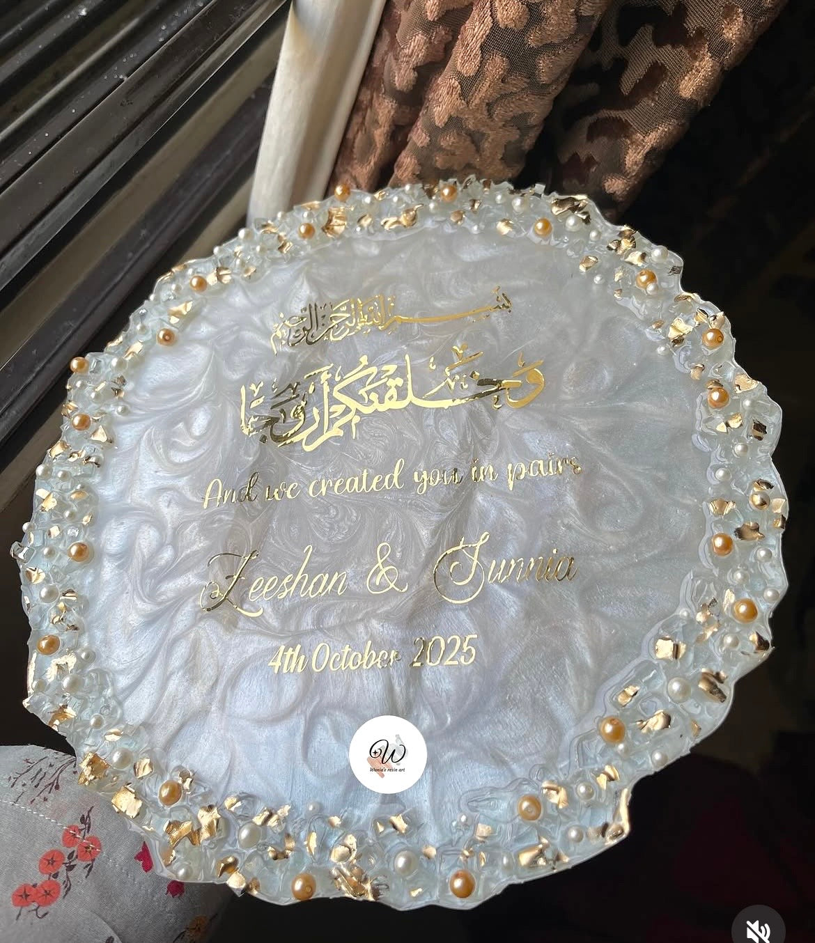 Elegant White Pearl Resin Tray