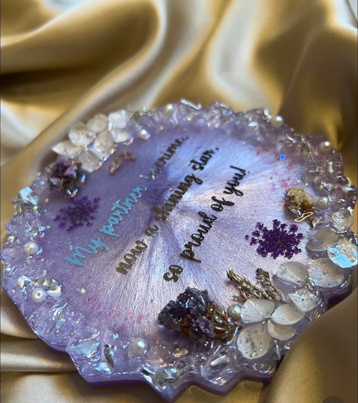 Lilac Whisper™ | Personalized 5-Inch Resin Coaster with Acrylic Stand