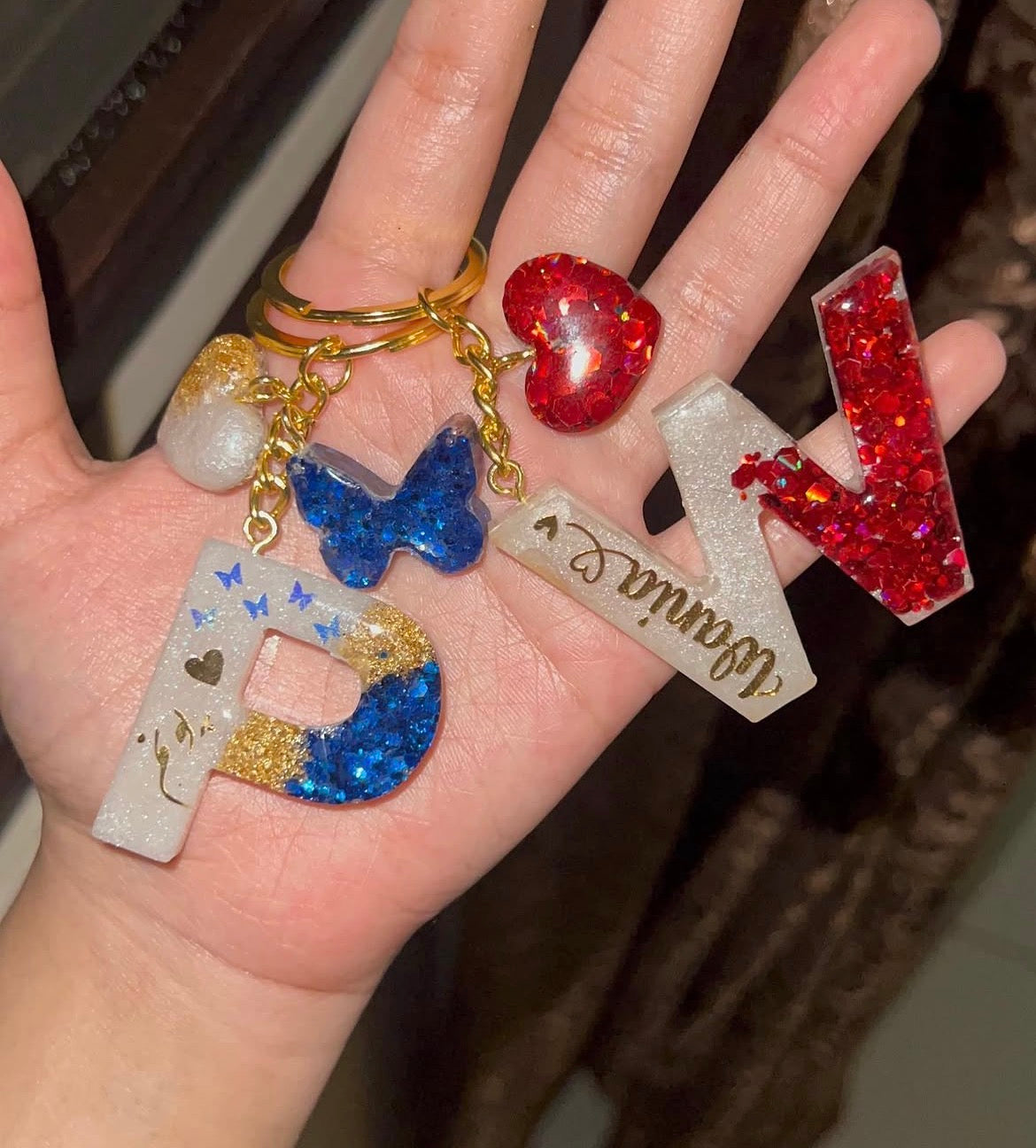 Stardust Initial Keychain