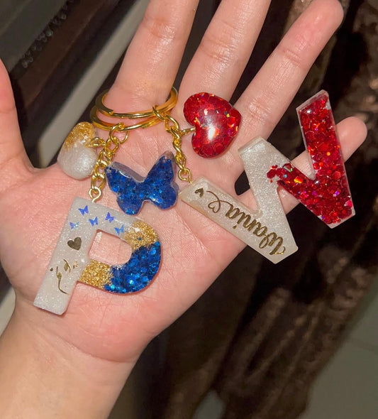 Stardust Initial Keychain