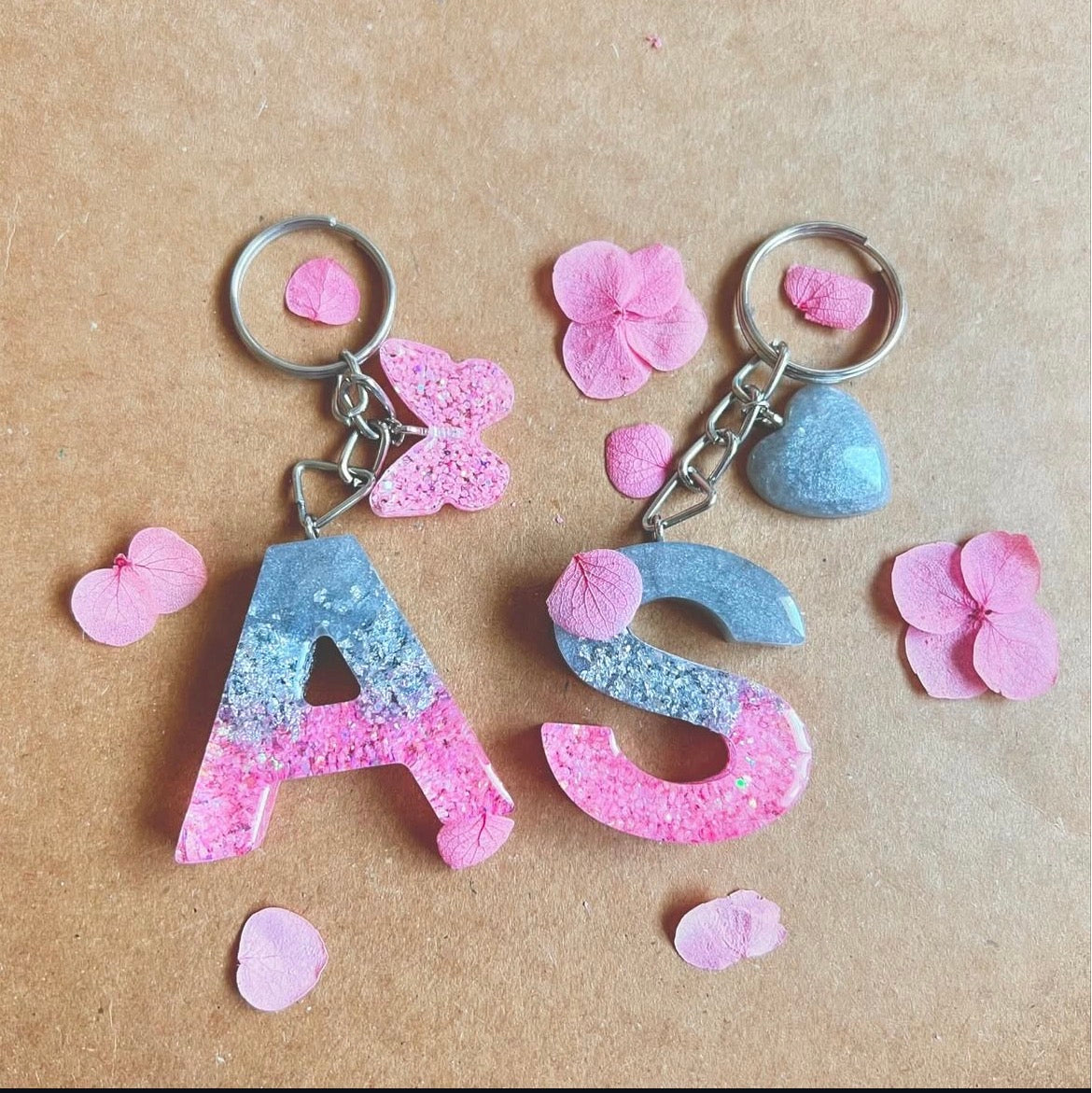 Blush Alphabet Resin Keychain