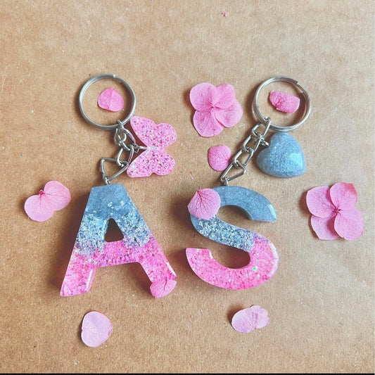 Blush Alphabet Resin Keychain