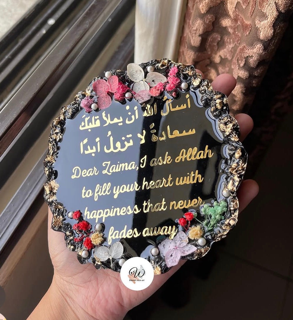 Midnight Luxe™ | Black Resin Coaster with Acrylic Stand (5-Inch)