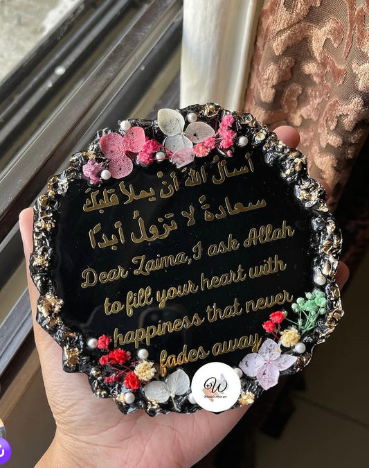 Midnight Luxe™ | Black Resin Coaster with Acrylic Stand (5-Inch)