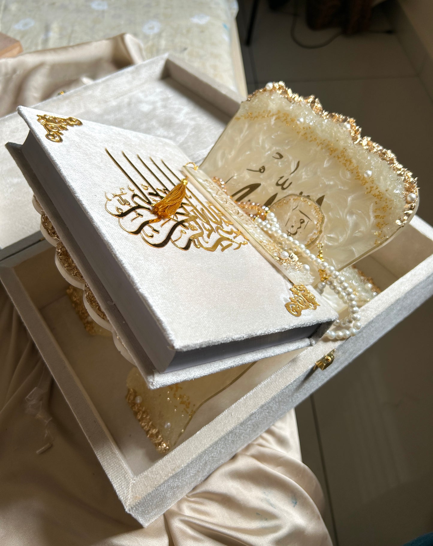 Ivory Velvet Bridal Quran Gift Set
