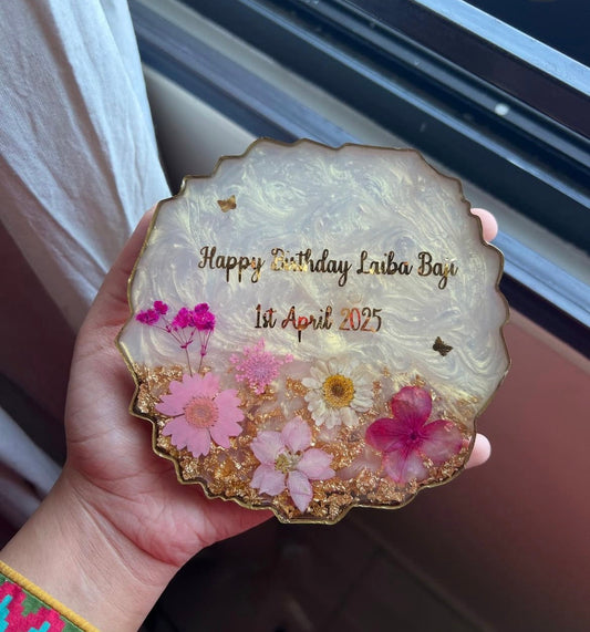 BloomPetal™ | 5-Inch Floral Resin Birthday Coaster