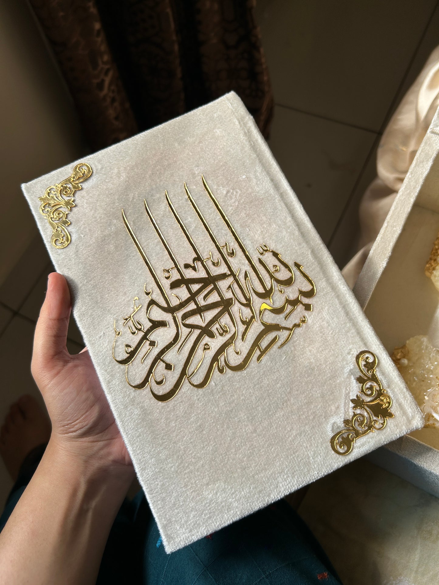 Ivory Velvet Bridal Quran Gift Set
