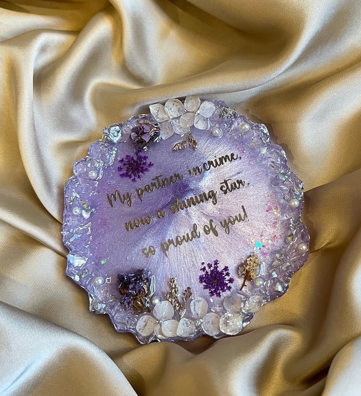 Lilac Whisper™ | Personalized 5-Inch Resin Coaster with Acrylic Stand