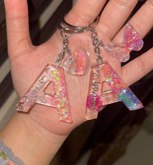 Stardust Initial Keychain