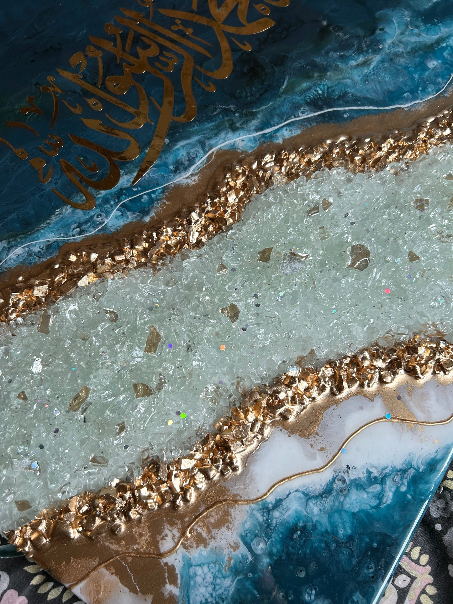 Royal Azure Shahadah Resin Wall Art – 30 × 22 Inches