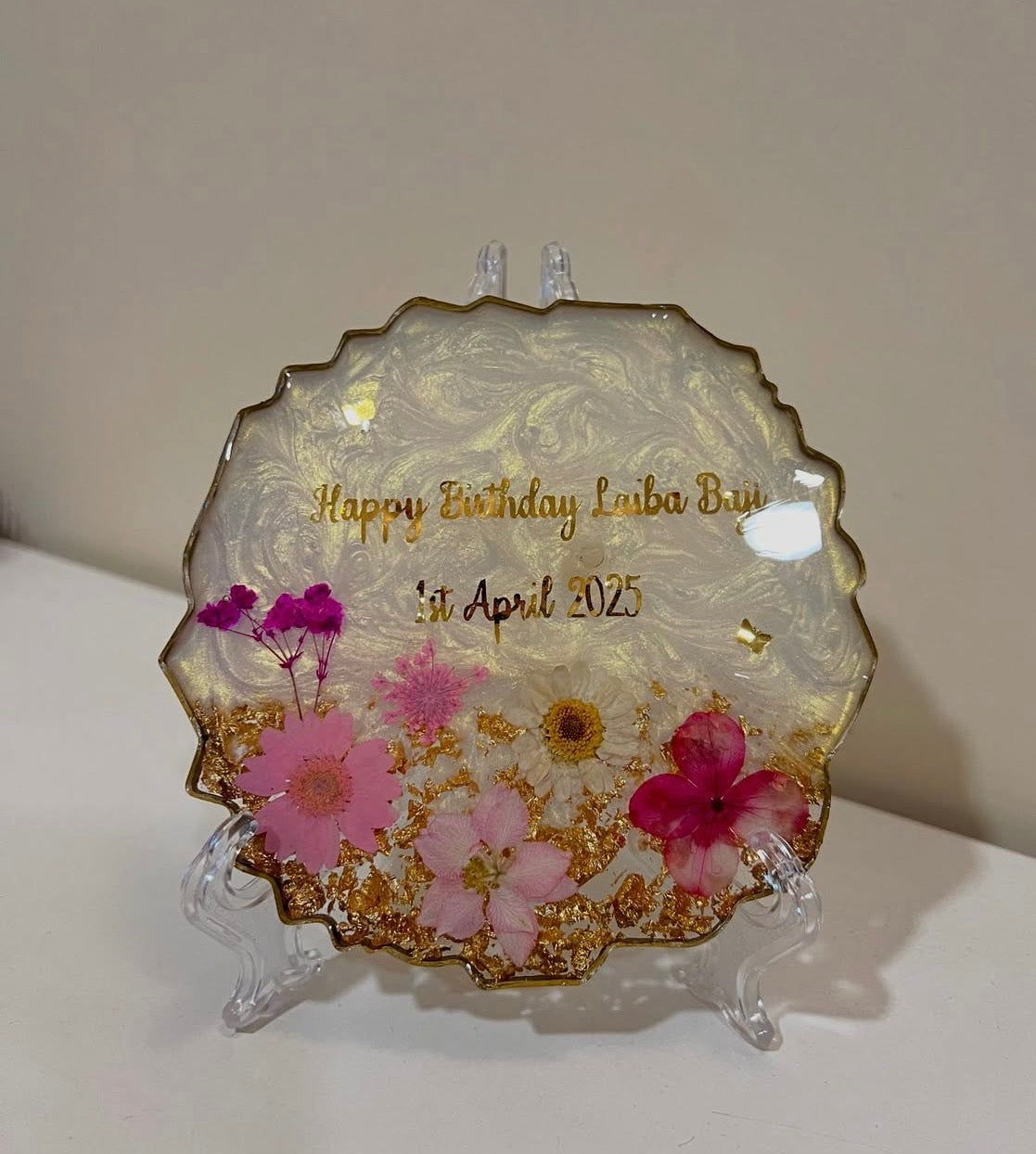 BloomPetal™ | 5-Inch Floral Resin Birthday Coaster