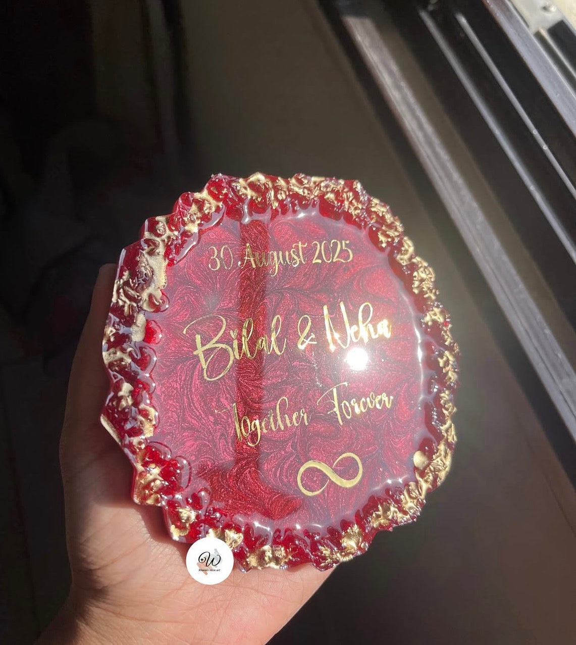 Ruby Red™ | Floral Resin Coaster with Acrylic Display Stand
