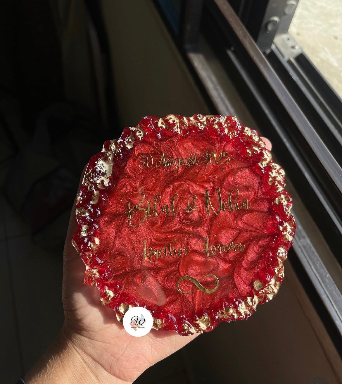 Ruby Red™ | Floral Resin Coaster with Acrylic Display Stand