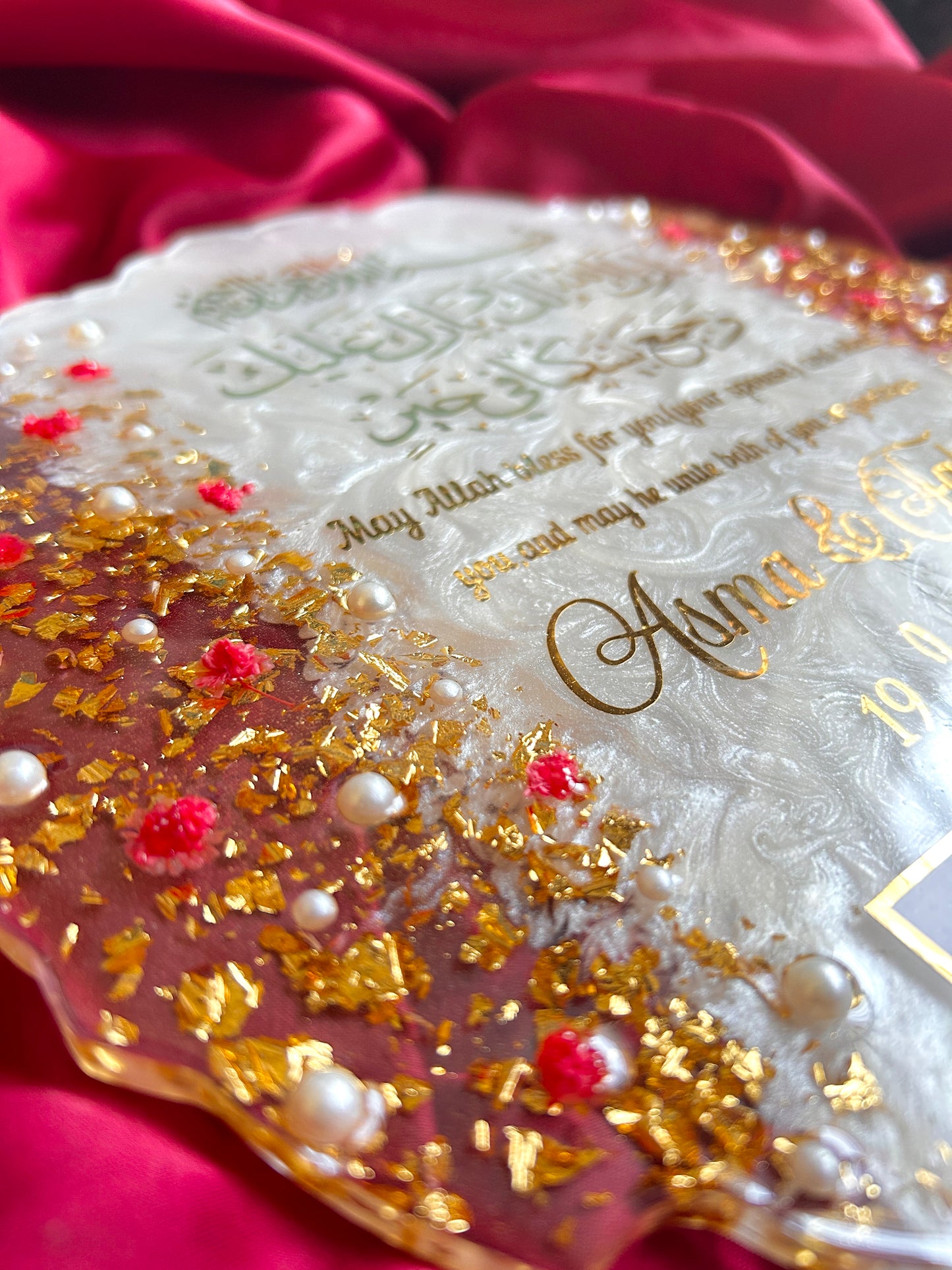White Elegance Gold Foil Nikkah Tray