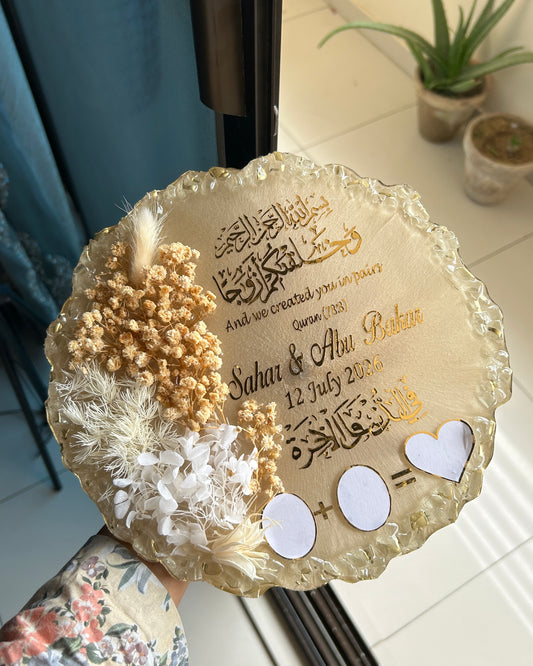 Golden Bloom Personalised Resin Nikkah Tray