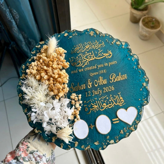 Golden Bloom Personalised Resin Nikkah Tray