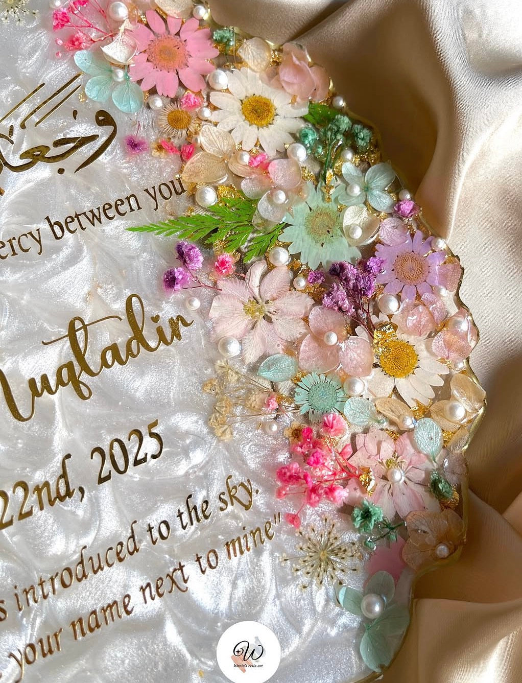 White Floral Resin Nikkah Tray | Handmade & Customised