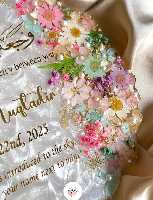 White Floral Resin Nikkah Tray | Handmade & Customised