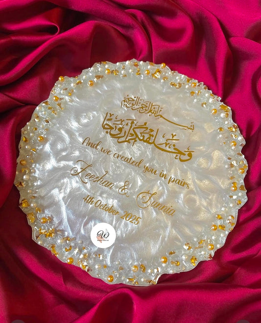 Elegant White Pearl Resin Tray