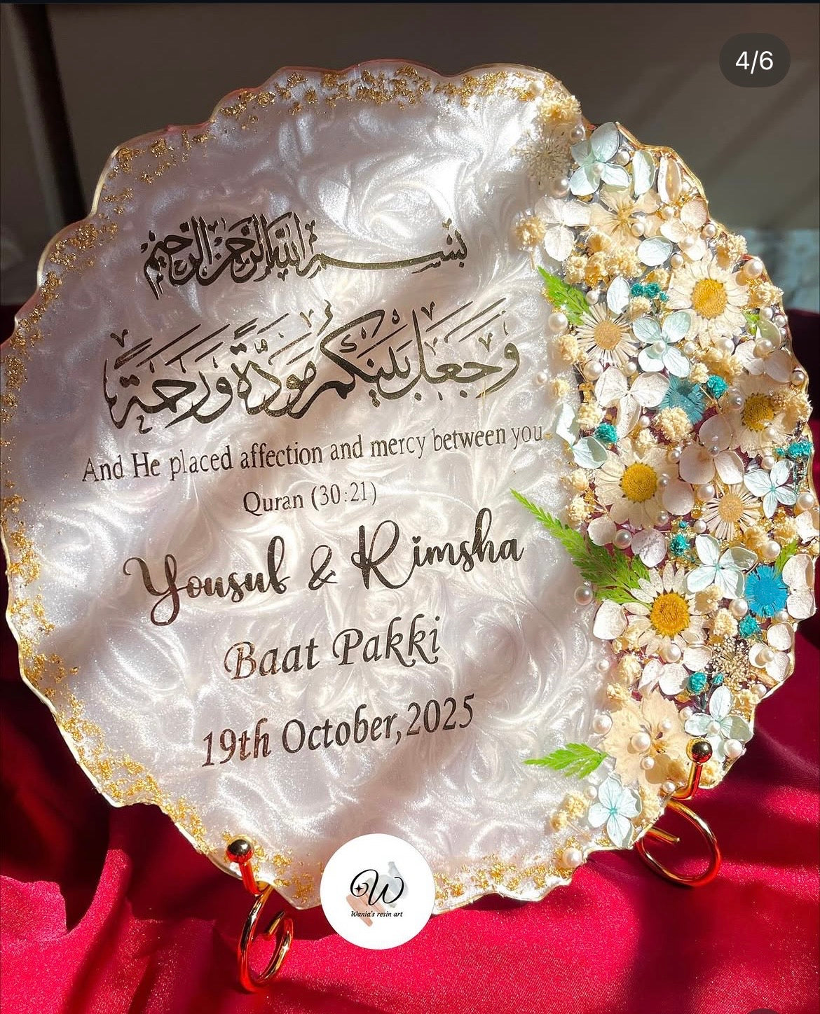 Personalised White Floral Nikkah Tray | Blue Blossom Edition