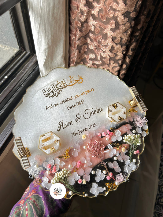 Ethereal Floral Nikkah Tray with Ring Boxes