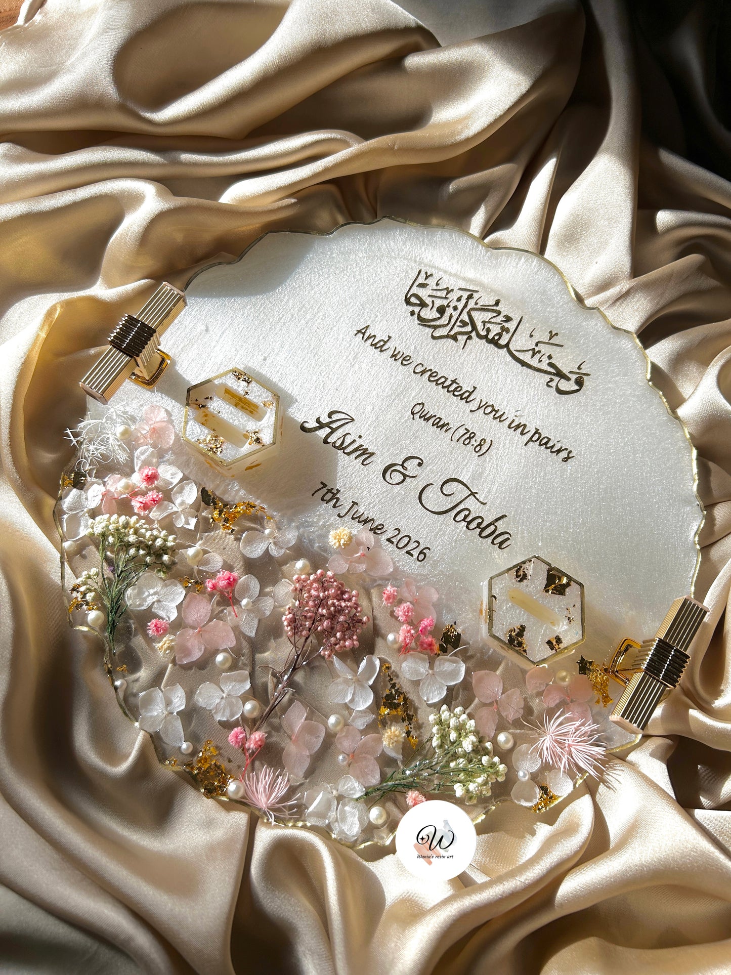 Ethereal Floral Nikkah Tray with Ring Boxes